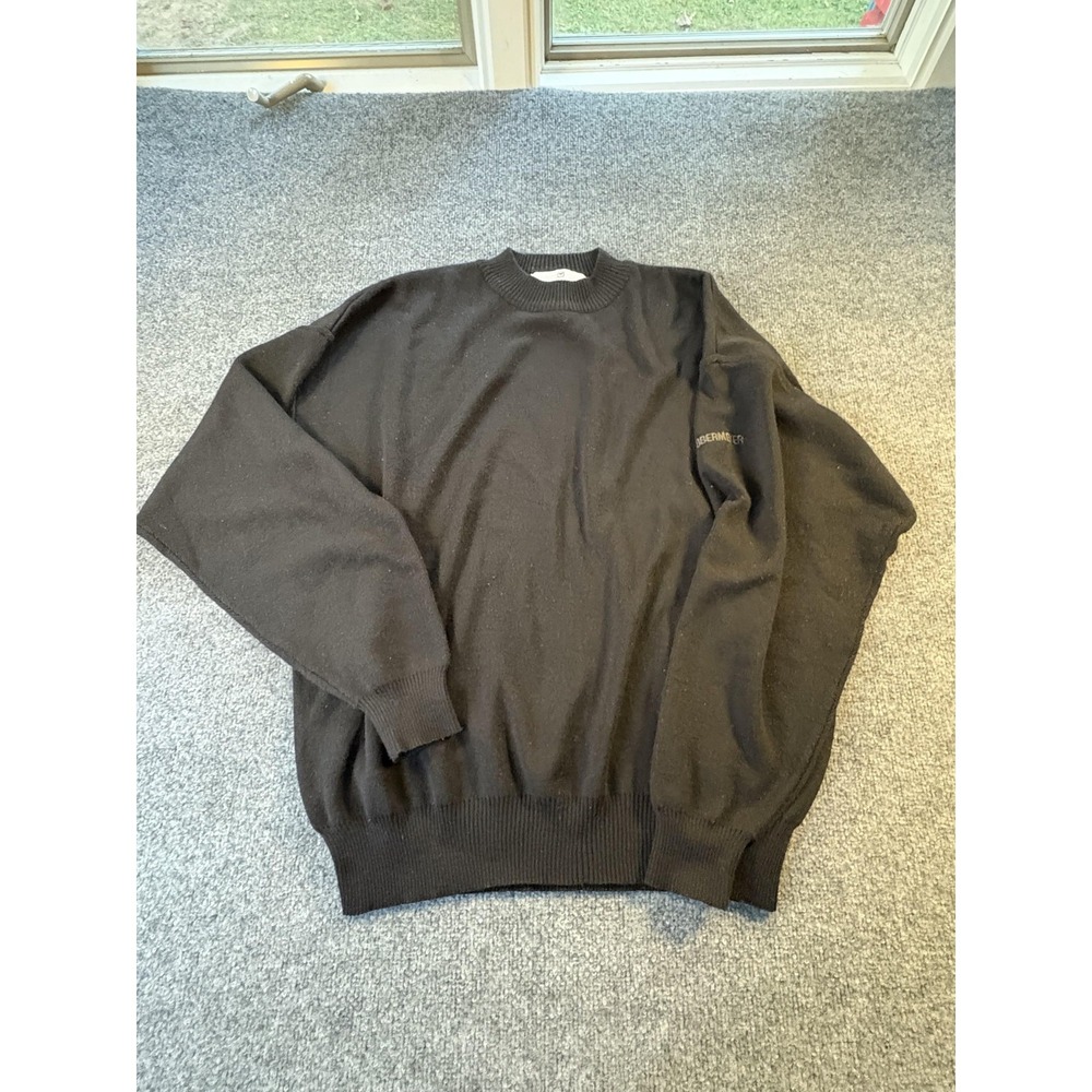 Vintage Obermeyer Sweater Mens XL Black Wool Acrylic T-Bird Pullover Skiwear 90s